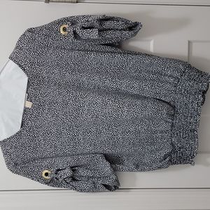 Michael Kors Black & White Short Sleeve Blouse